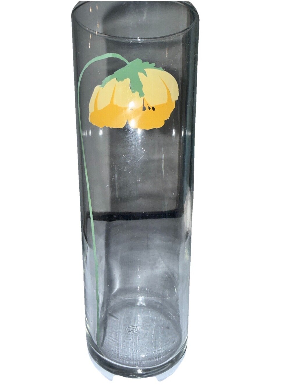 Vintage Anchor Hocking Yellow Poppy Flower Glass Cylinder Vase